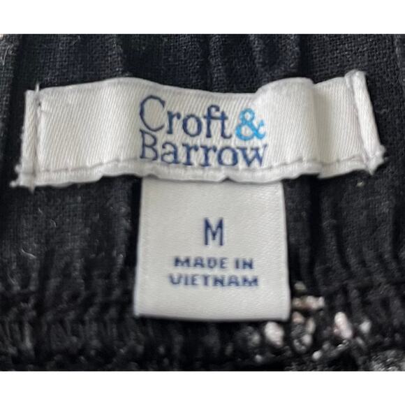 CROFT & BARROW HI-RISE WIDE LEG ANKLE PANTS, WOMENS, 1X, BLACK WITH WHITE FLORAL - Picture 10 of 12